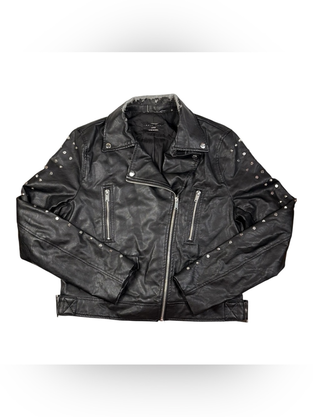 Black Leather Studded Biker Jacket